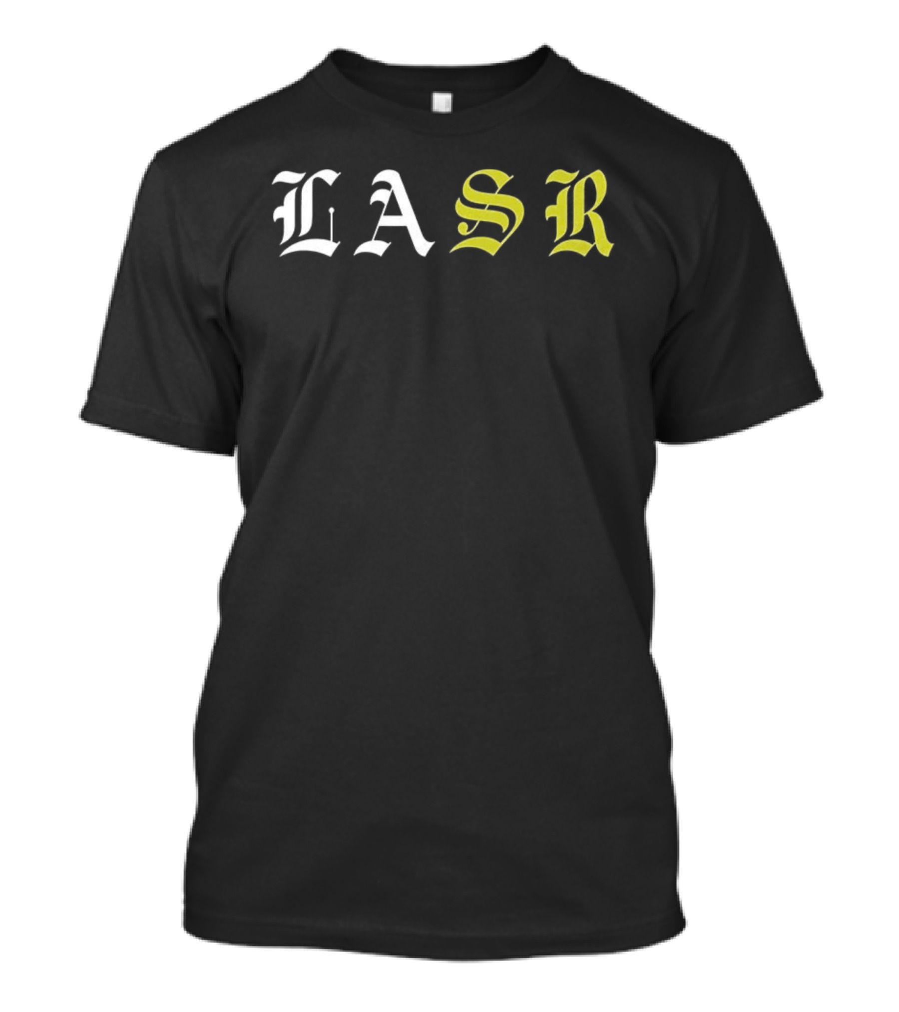 LASR Old English Style Letters Los Angeles Sports Report T-Shirt