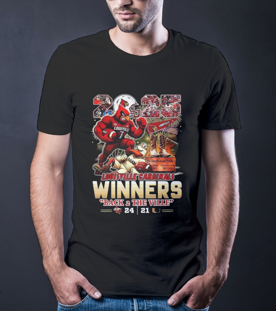Louisville Cardinals Winners Back 2 The Ville 2025 Schnellenberger Trophy T-Shirt