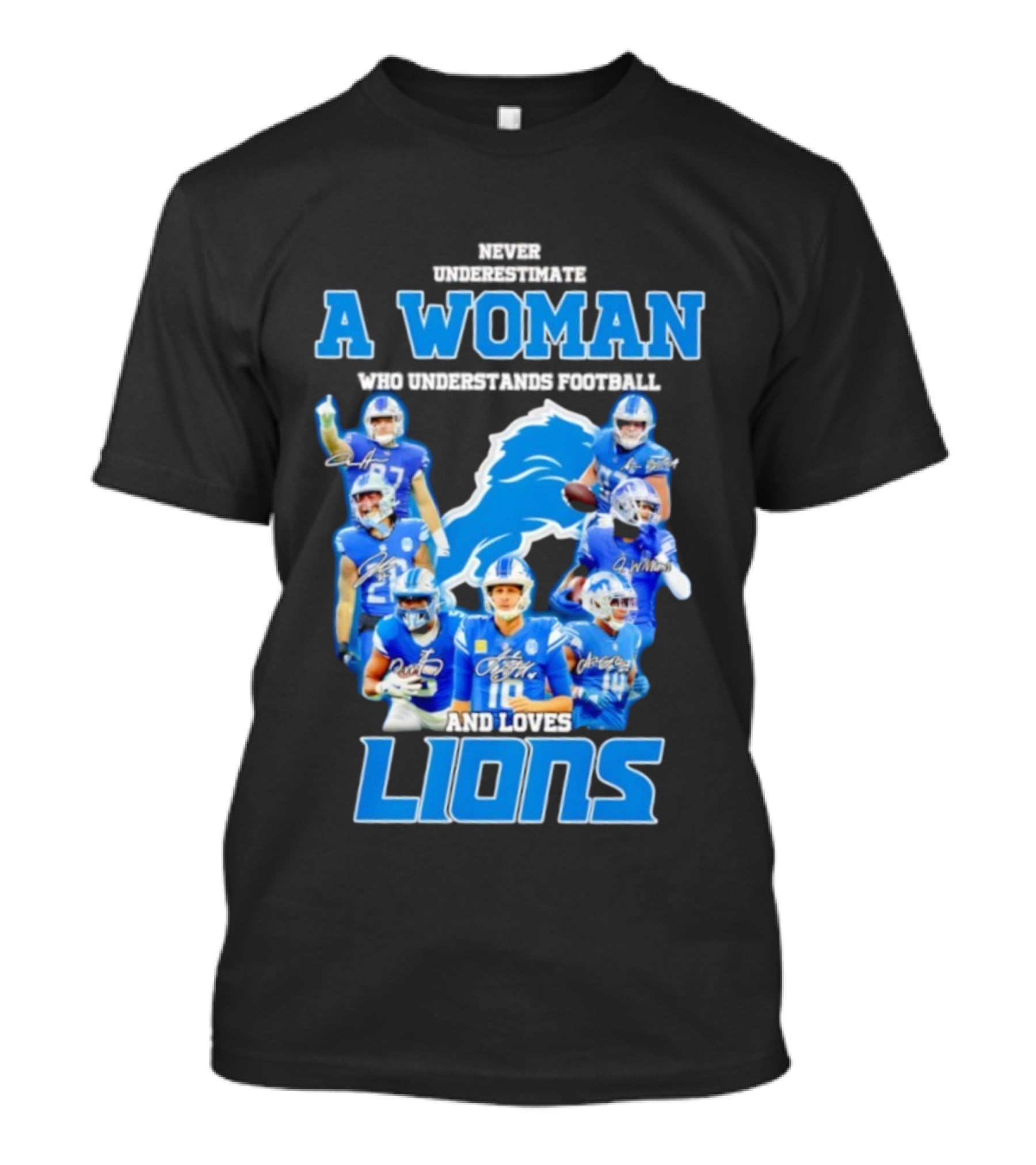 A Woman Who Understands Football And Loves Lions Players T-Shirt