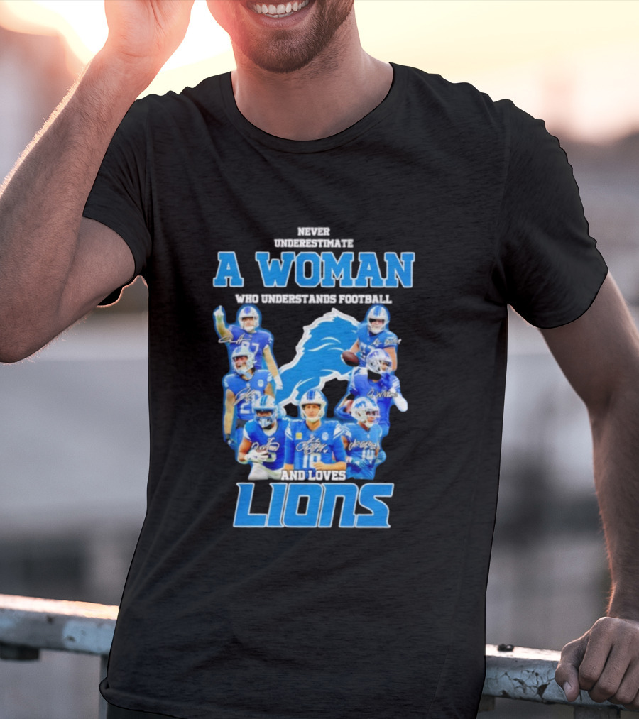 A Woman Who Understands Football And Loves Lions Players T-Shirt