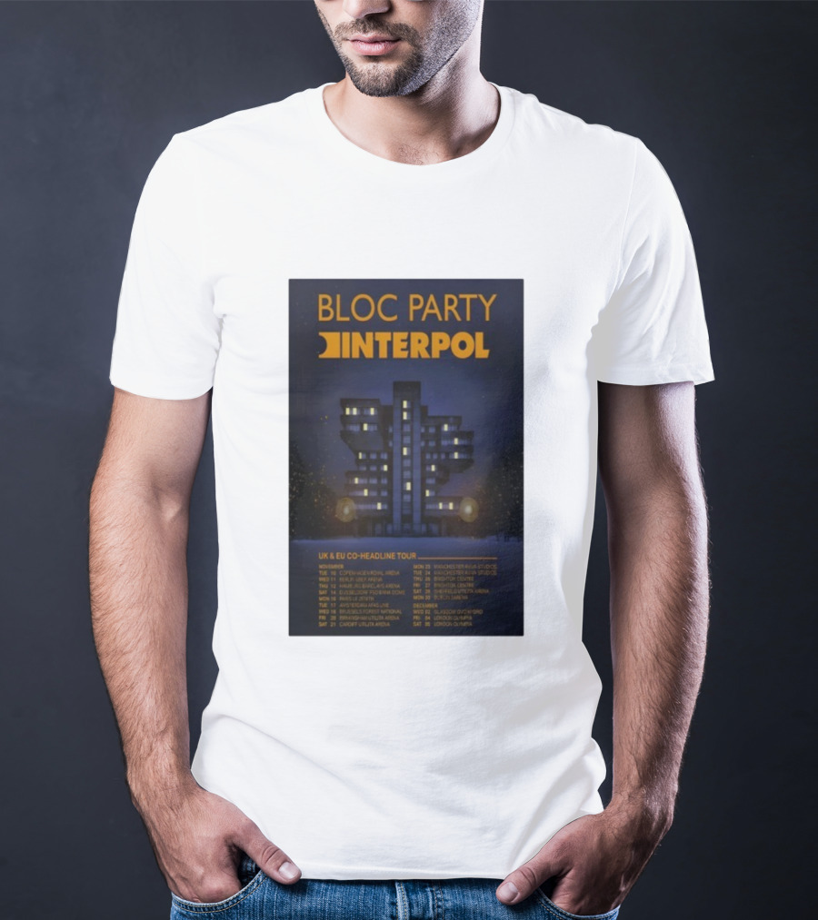 Bloc Party Interpol UK EU Co-Headline Tour November 2026 T-Shirt