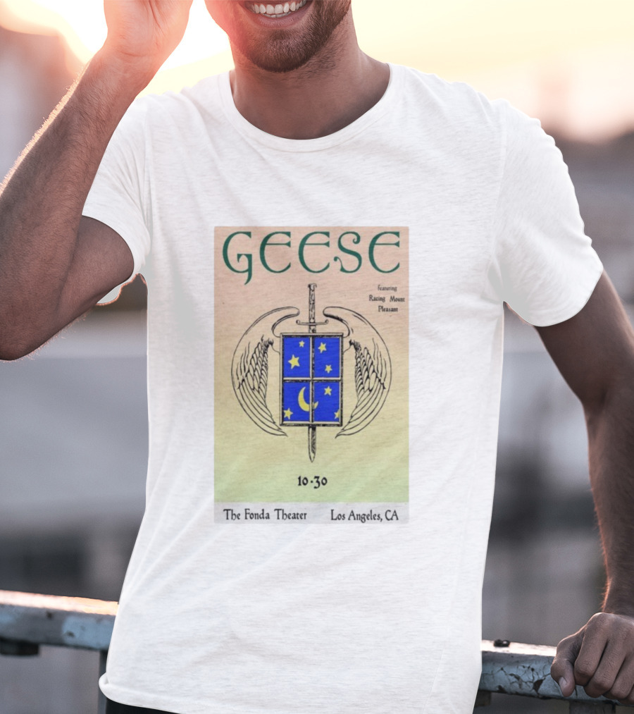 Geese Featuring Racing Mount Pleasant Fonda Theatre Los Angeles 10-30 Sword Wings Moon Stars T-Shirt
