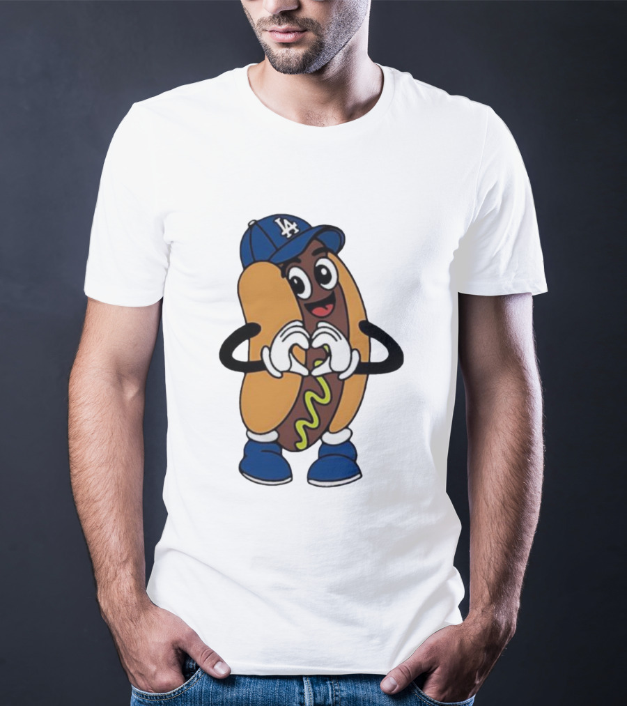 Dodger Dog LA Hat Hot Dog Los Angeles Dodgers Baseball Character T-Shirt
