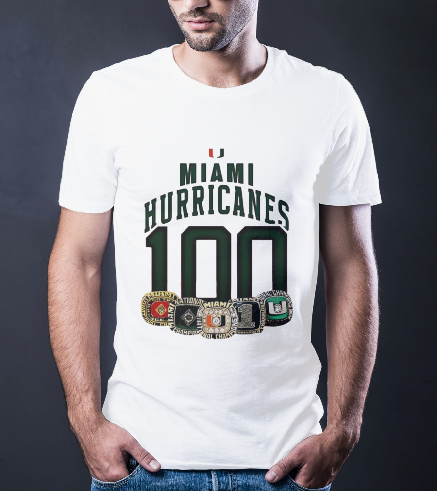 Miami Hurricanes 100 National Champions Rings T-Shirt