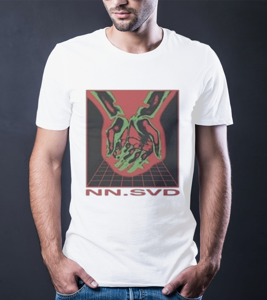NN SVD Now Saved Hands Green Skeleton Art On Red Background T-Shirt