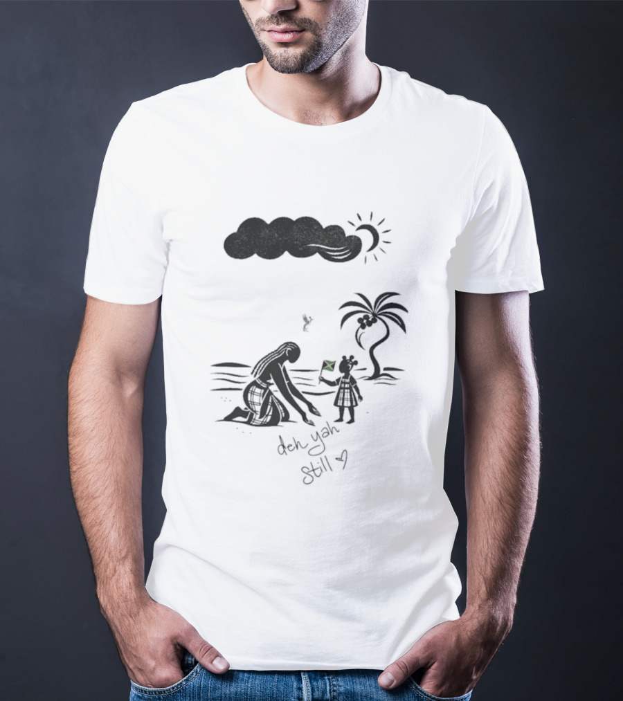 Jodie Turner-Smith X Project Hope Deh Yah Still Jamaican Flag Palm Tree Clouds Sun T-Shirt