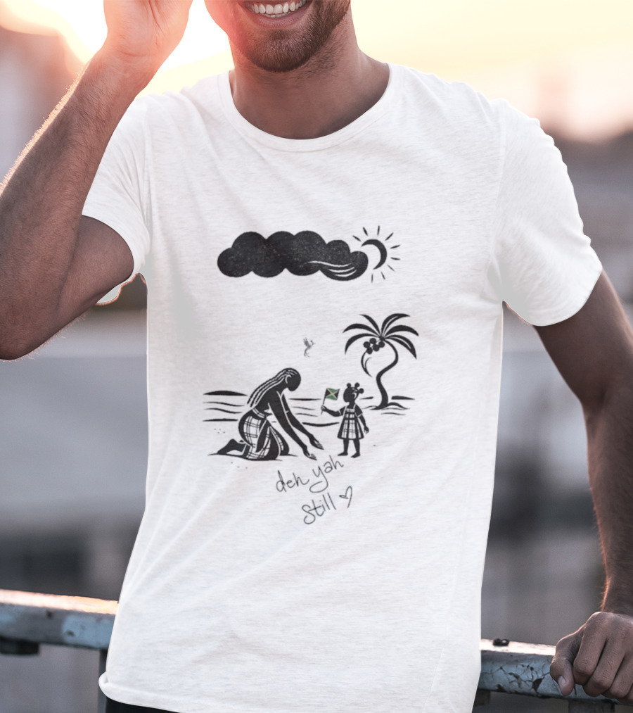 Jodie Turner-Smith X Project Hope Deh Yah Still Jamaican Flag Palm Tree Clouds Sun T-Shirt