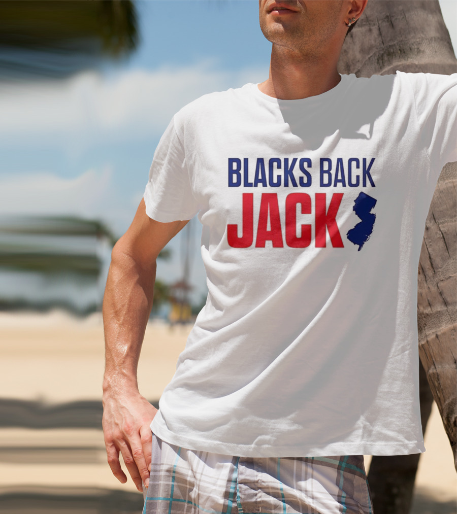 Blacks Back Jack New Jersey Map Support T-Shirt