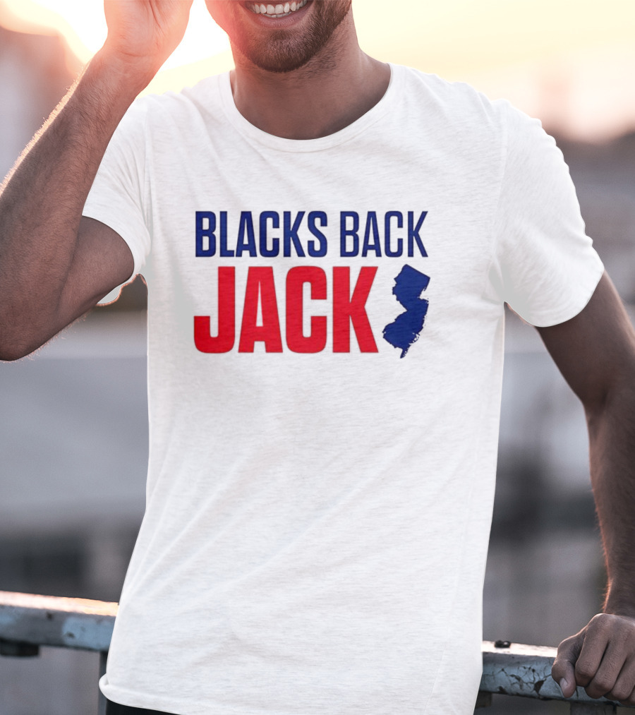 Blacks Back Jack New Jersey Map Support T-Shirt