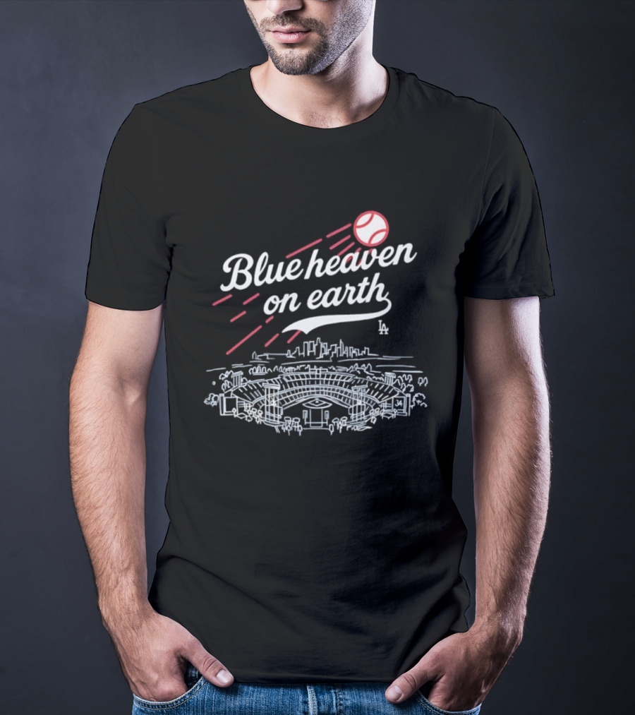 Blue Heaven On Earth Dodger Stadium Baseball Scene T-Shirt