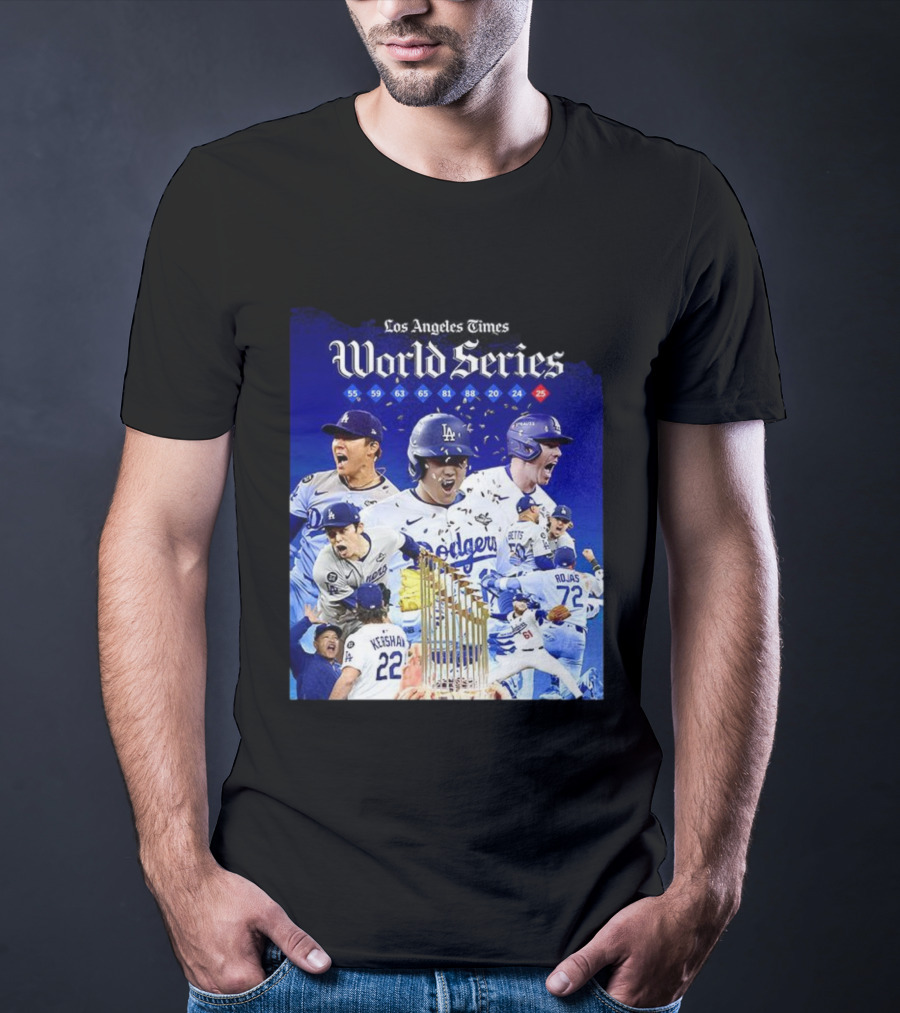 Los Angeles Dodgers World Series Champions 2025 Celebration With Iconic Moments And Championship Years T-Shirt