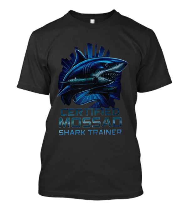 Certified Mossad Shark Trainer Fierce Navy Blue Shark With Snorkel T-Shirt