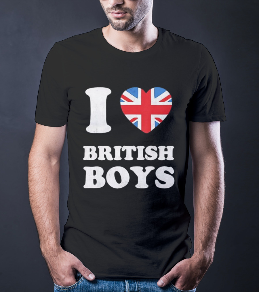 I Love British Boys Union Jack Heart Design T-Shirt