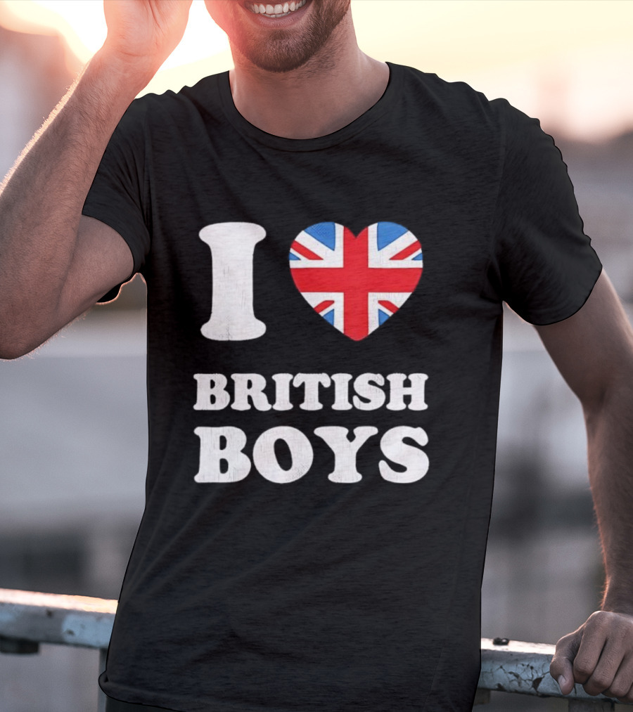 I Love British Boys Union Jack Heart Design T-Shirt