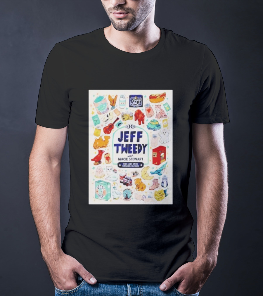 Jeff Tweedy With Macie Stewart The Salt Shed Chicago Illinois November 1 2025 Sea Salt Cats Boots Moon Pizza T-Shirt