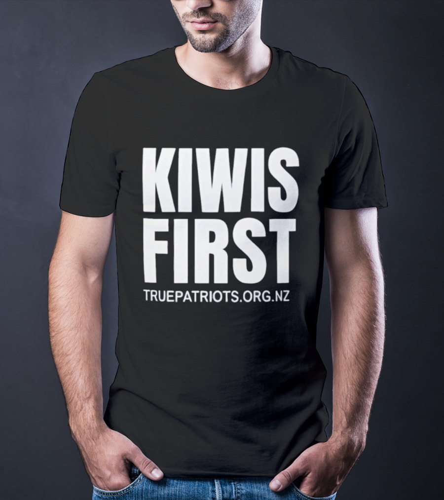 Kiwis First Truepatriots.org.nz Bold Text Statement T-Shirt