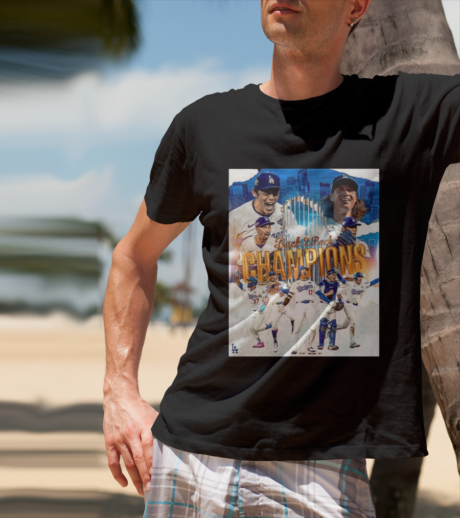 Back 2 Back Champions Los Angeles Dodgers 2025 Celebration T-Shirt