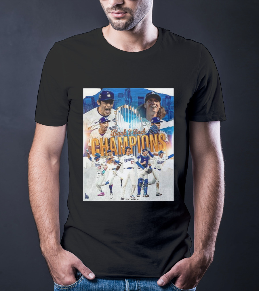 Back 2 Back Champions Los Angeles Dodgers 2025 Celebration T-Shirt