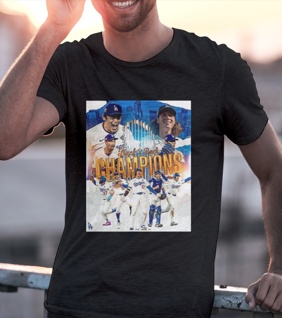 Back 2 Back Champions Los Angeles Dodgers 2025 Celebration T-Shirt