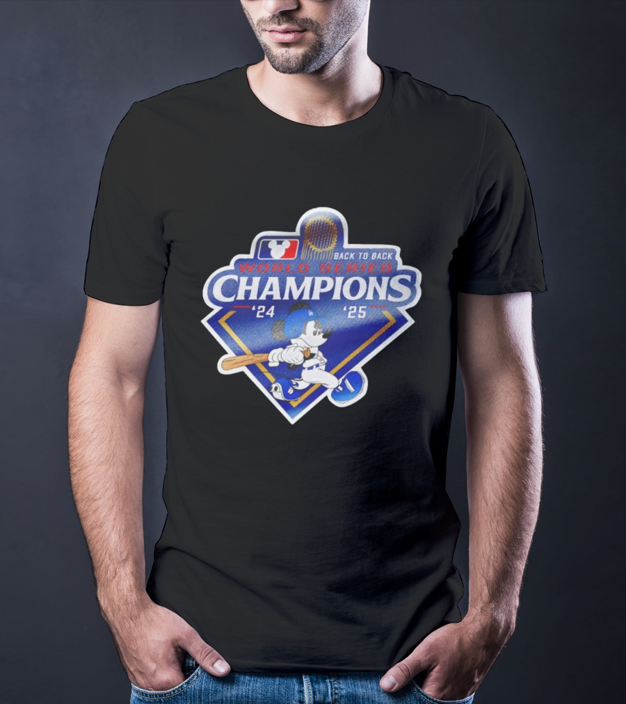 Back To Back World Series Champions '24 '25 Mickey Mouse Dodgers T-Shirt