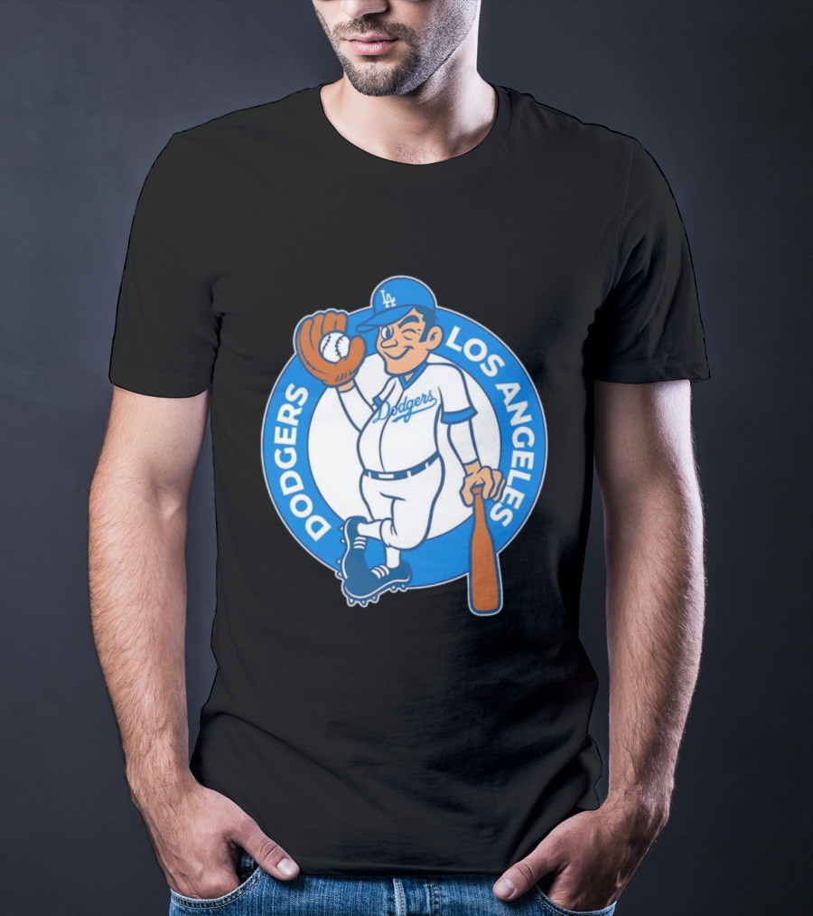 Los Angeles Dodgers Vintage Cartoon Character MLB Team Retro Style T-Shirt
