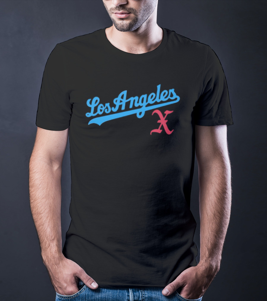 Los Angeles Crossed Red X Baseball Style T-Shirt