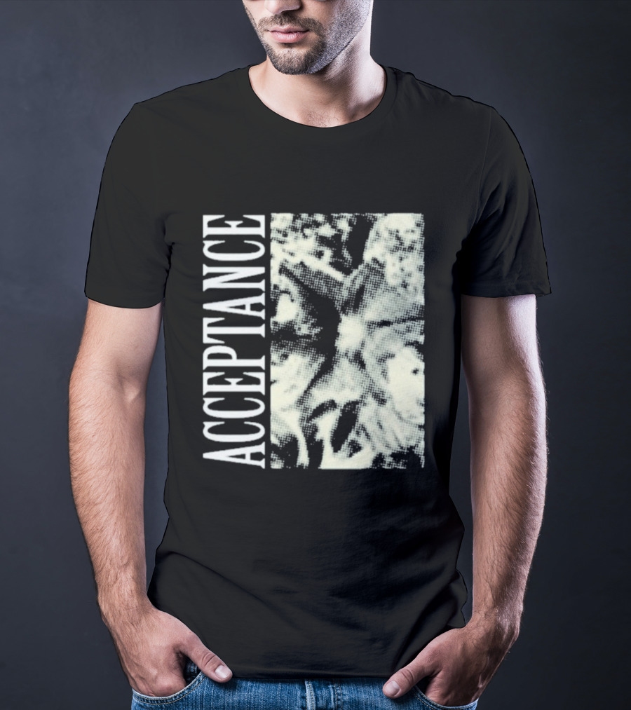 Acceptance 90s Grunge Style Vertical Text Block T-Shirt