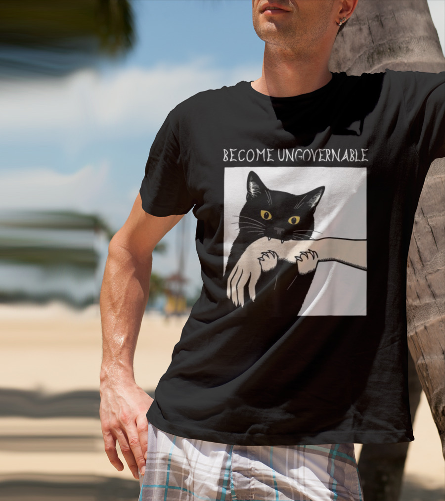 Become Ungovernable Black Cat Biting Hand T-Shirt