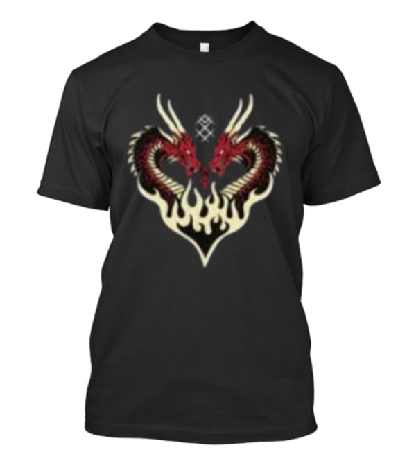 Kruzadar Dragon Heart Dual Red Dragons Flame Embrace T-Shirt