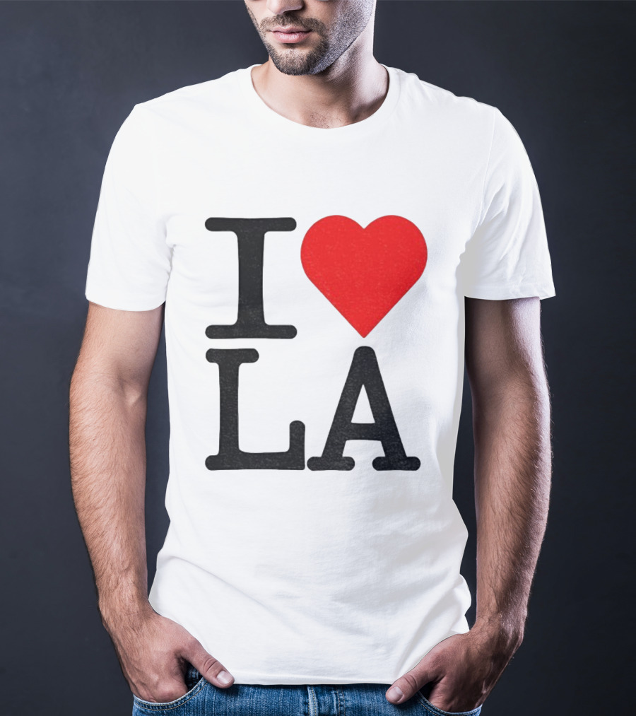 Los Angeles Dodgers Fan I Love LA Heart Classic Iconic Text T-Shirt