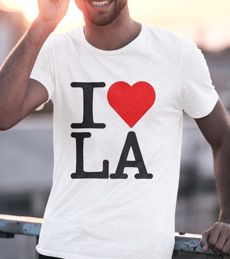 Los Angeles Dodgers Fan I Love LA Heart Classic Iconic Text T-Shirt