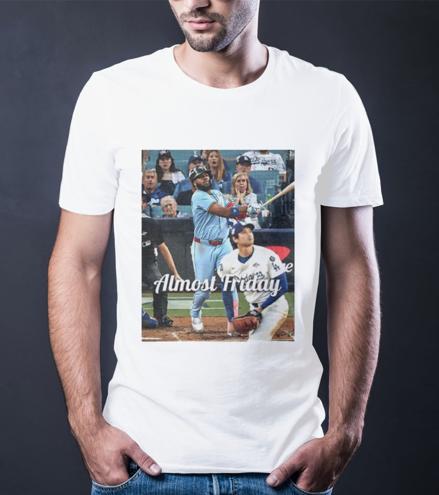 Vladimir Guerrero Jr. Toronto Blue Jays Almost Friday MLB Baseball Action T-Shirt