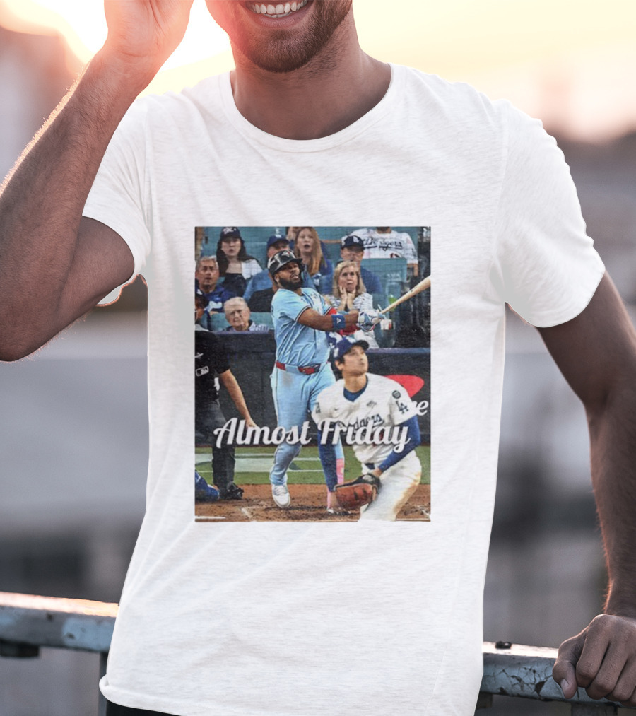 Vladimir Guerrero Jr. Toronto Blue Jays Almost Friday MLB Baseball Action T-Shirt