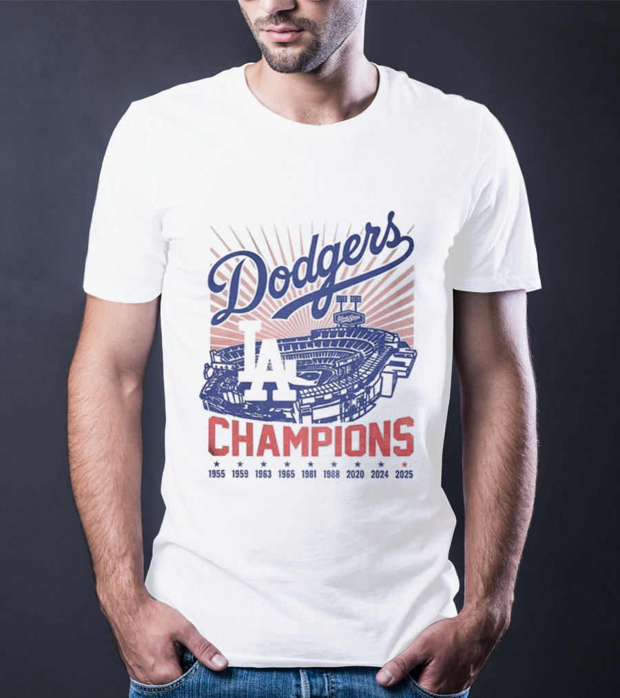 Stadium 2025 Los Angeles Dodgers Baseball Champions 1955 2025 T-Shirt