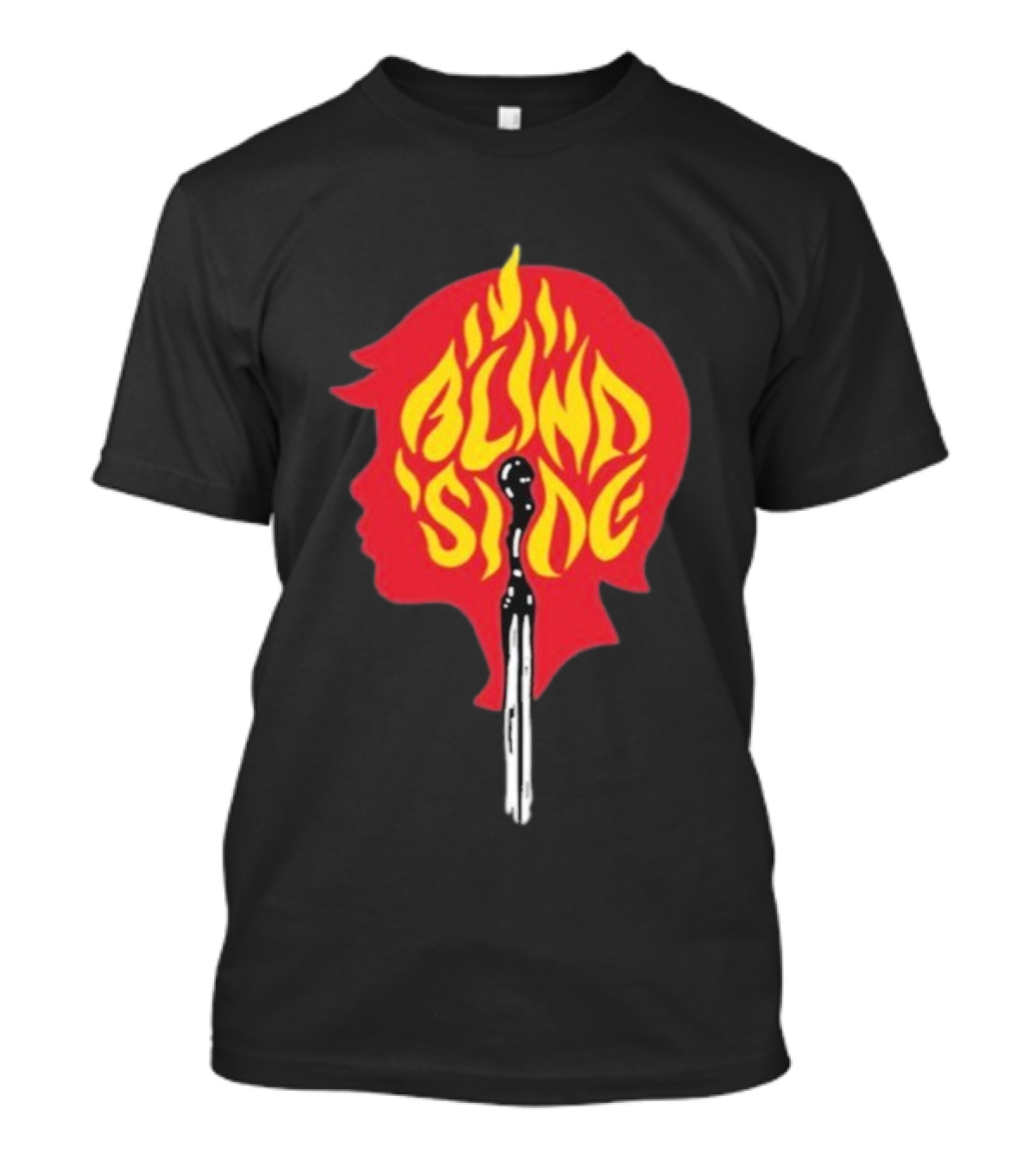 Blind Side Flaming Head Silhouette Design T-Shirt