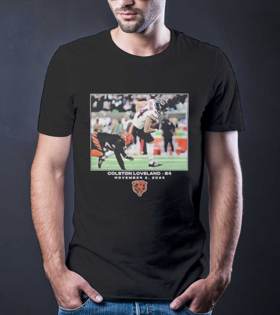 Colston Loveland #84 Chicago Bears NFL Week 8 November 2 2025 T-Shirt
