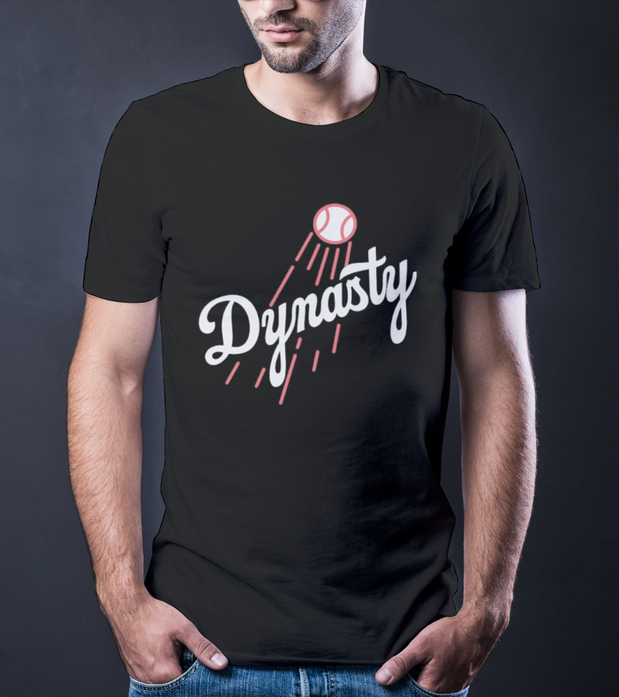 Dynasty Baseball Script With Red Streaked Ball T-Shirt