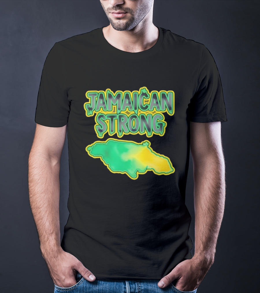 Jamaican Strong Watercolor Country Map T-Shirt