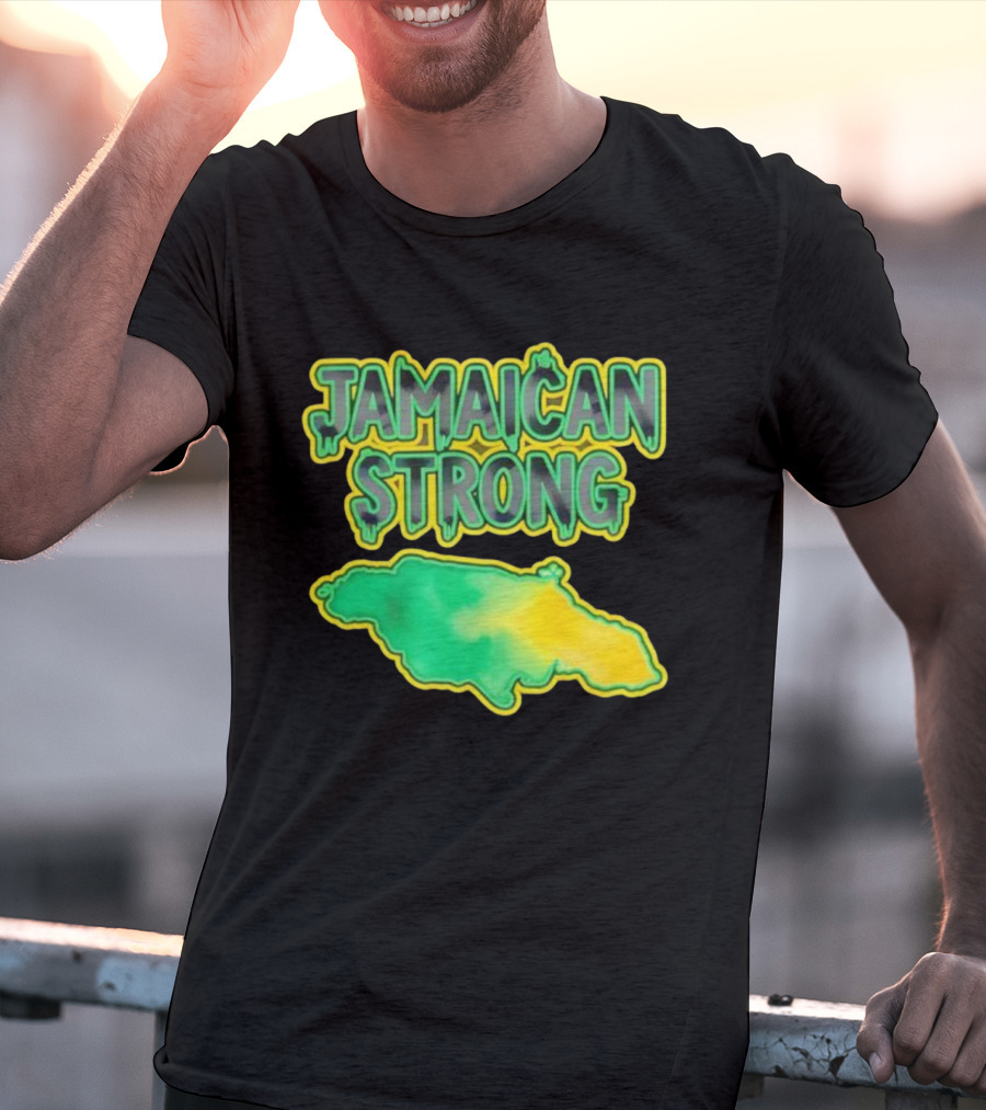 Jamaican Strong Watercolor Country Map T-Shirt