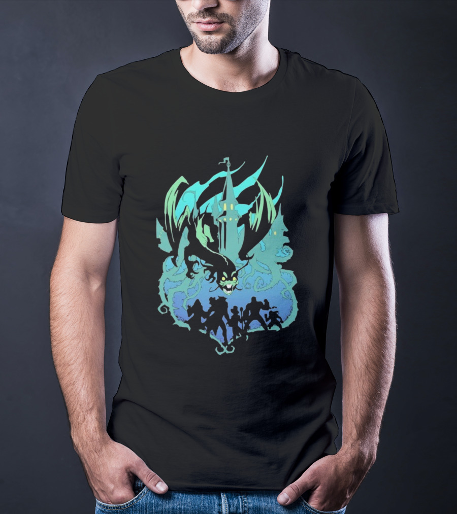 Legends Of Avantris Witchlight Jabberwock Fantasy Tower And Dragon Scene T-Shirt