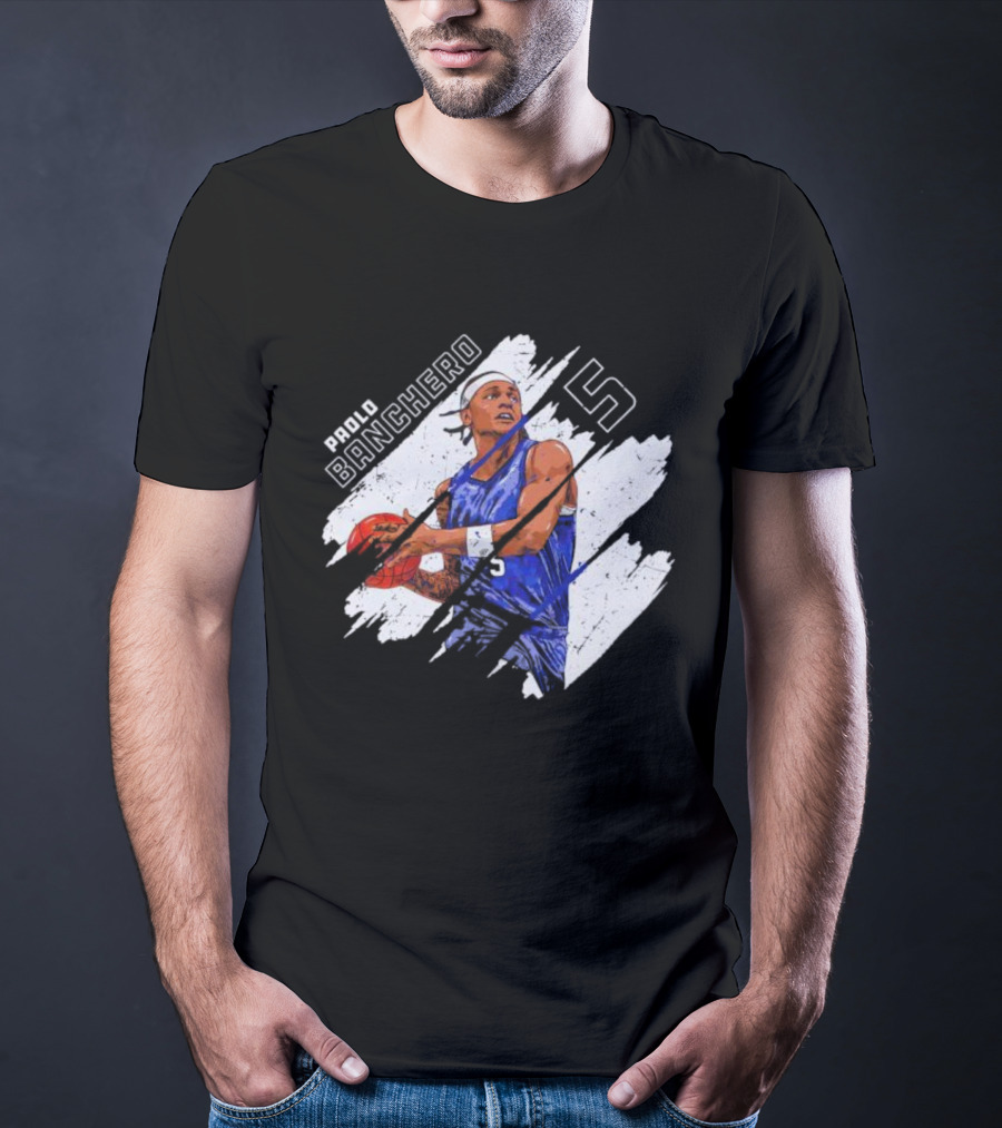 Orlando Magic Paolo Banchero Number 5 Signature Basketball Player Image T-Shirt