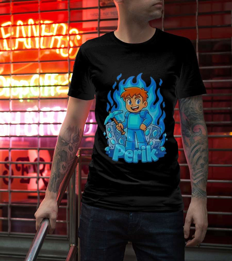 Perik Diamant Blue Flame Miner Character T-Shirt