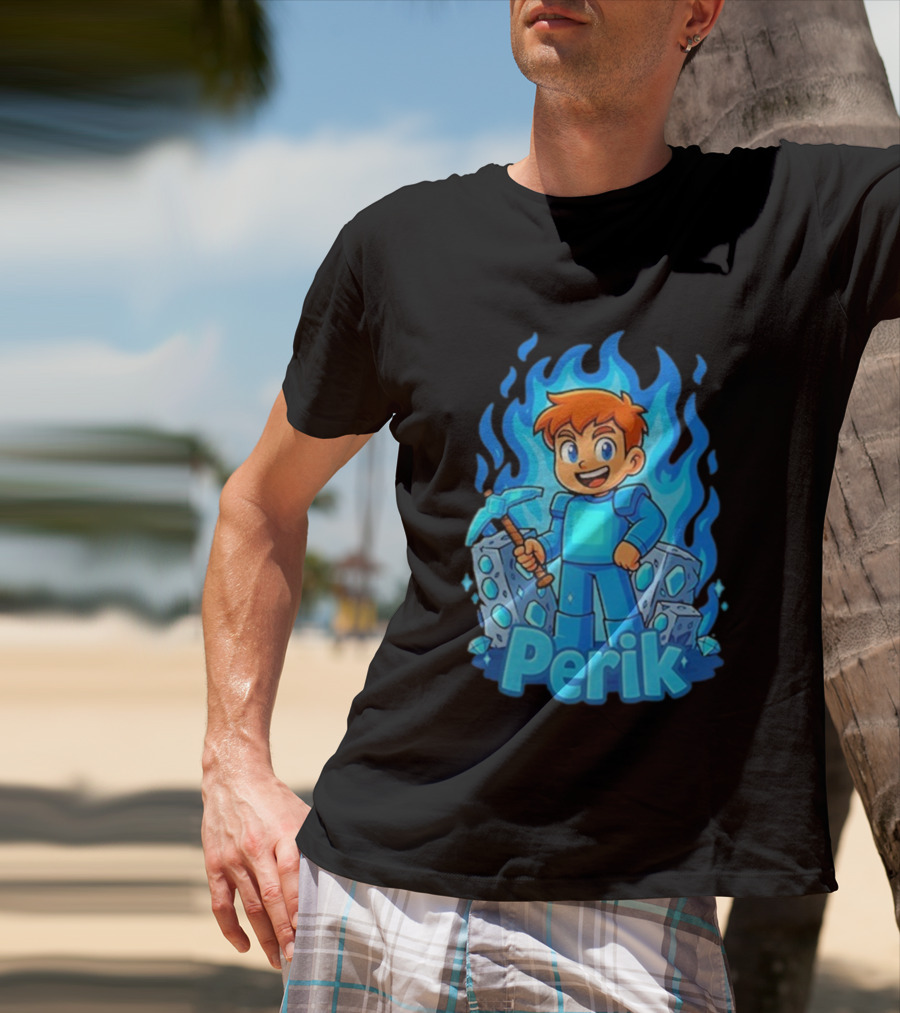 Perik Diamant Blue Flame Miner Character T-Shirt