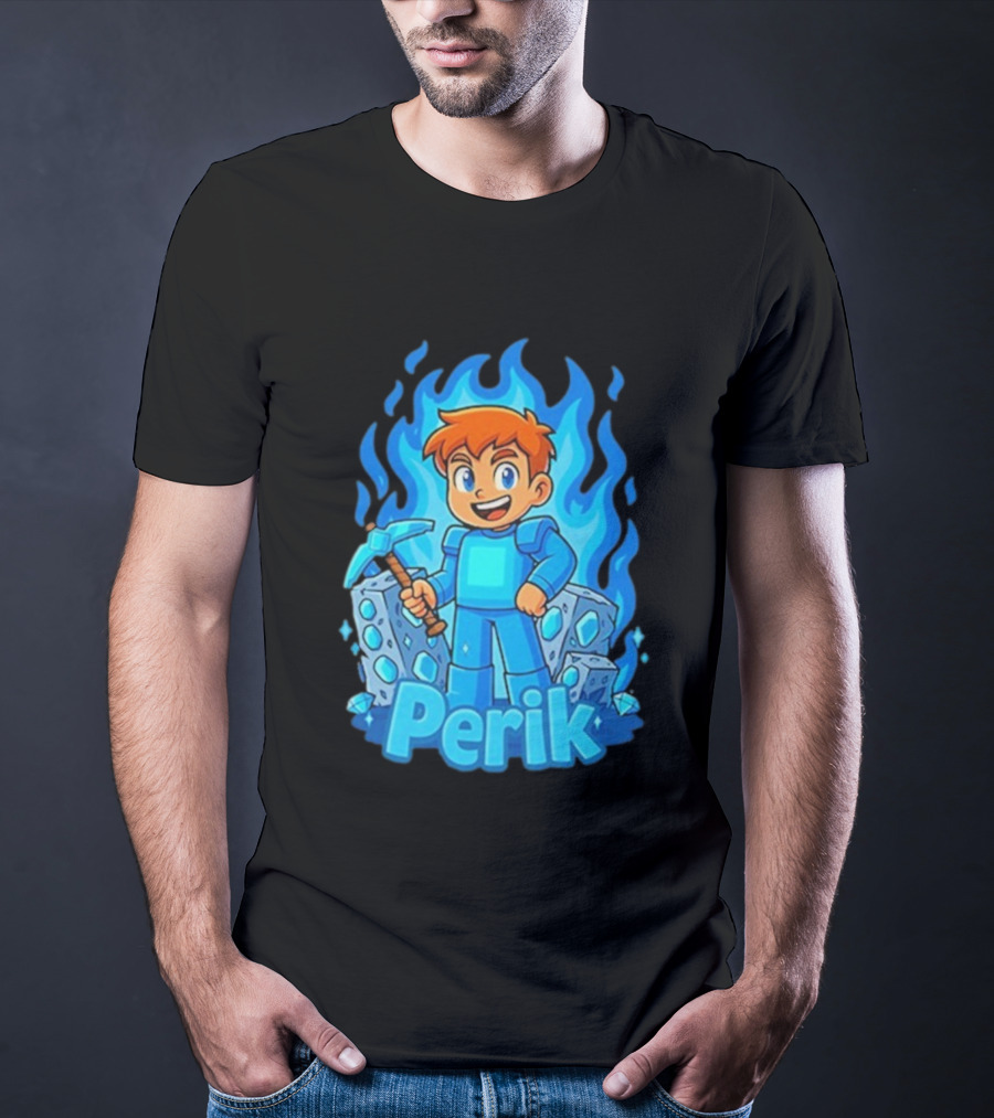 Perik Diamant Blue Flame Miner Character T-Shirt