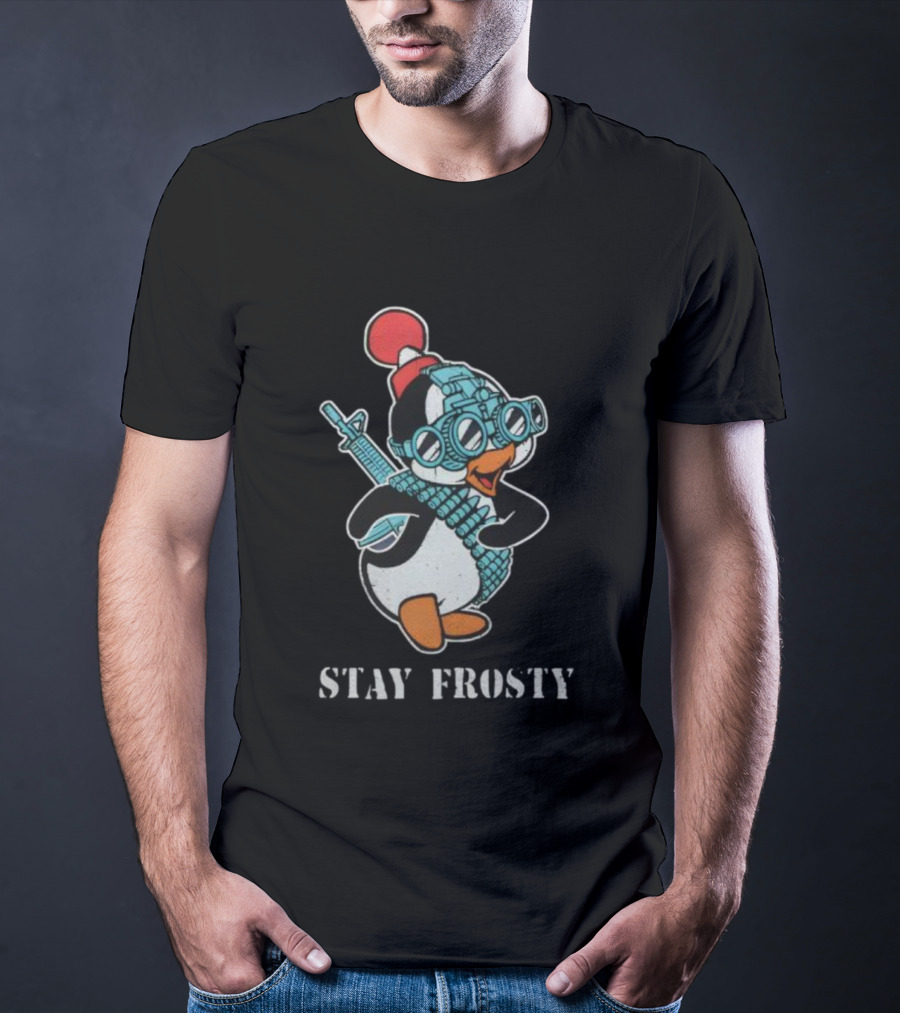 Tactical Penguin Stay Frosty Night Vision Goggles And Rifle T-Shirt