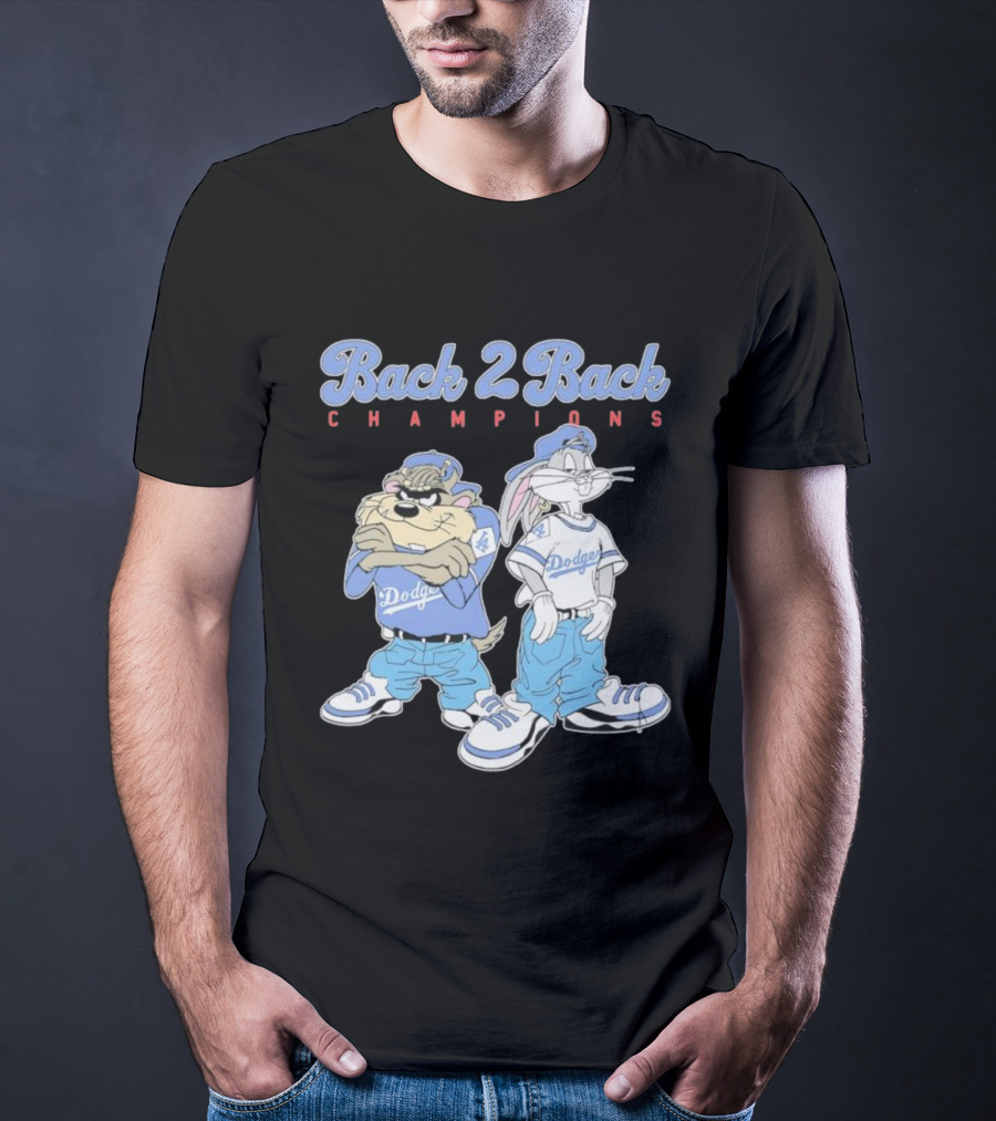 Tasmanian Devil Taz Bugs Bunny Dodgers Back 2 Back Champions T-Shirt