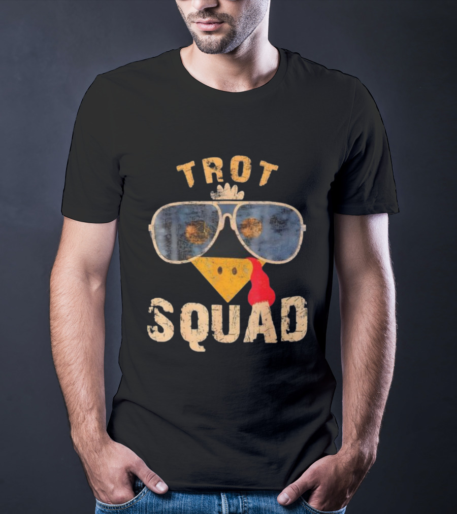 Thanksgiving Turkey Trot Squad Sunglasses Turkey Face 2025 Race T-Shirt