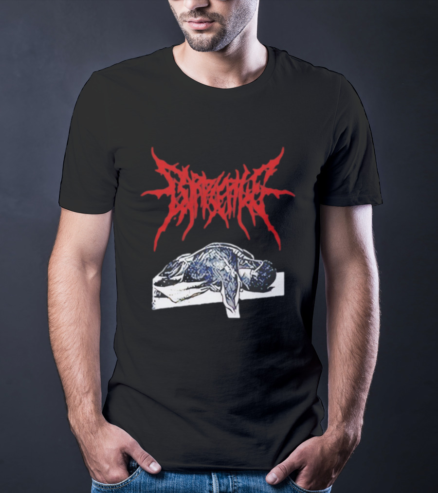 Corpse Pile Horror Extreme Metal Distressed Text Graphic T-Shirt