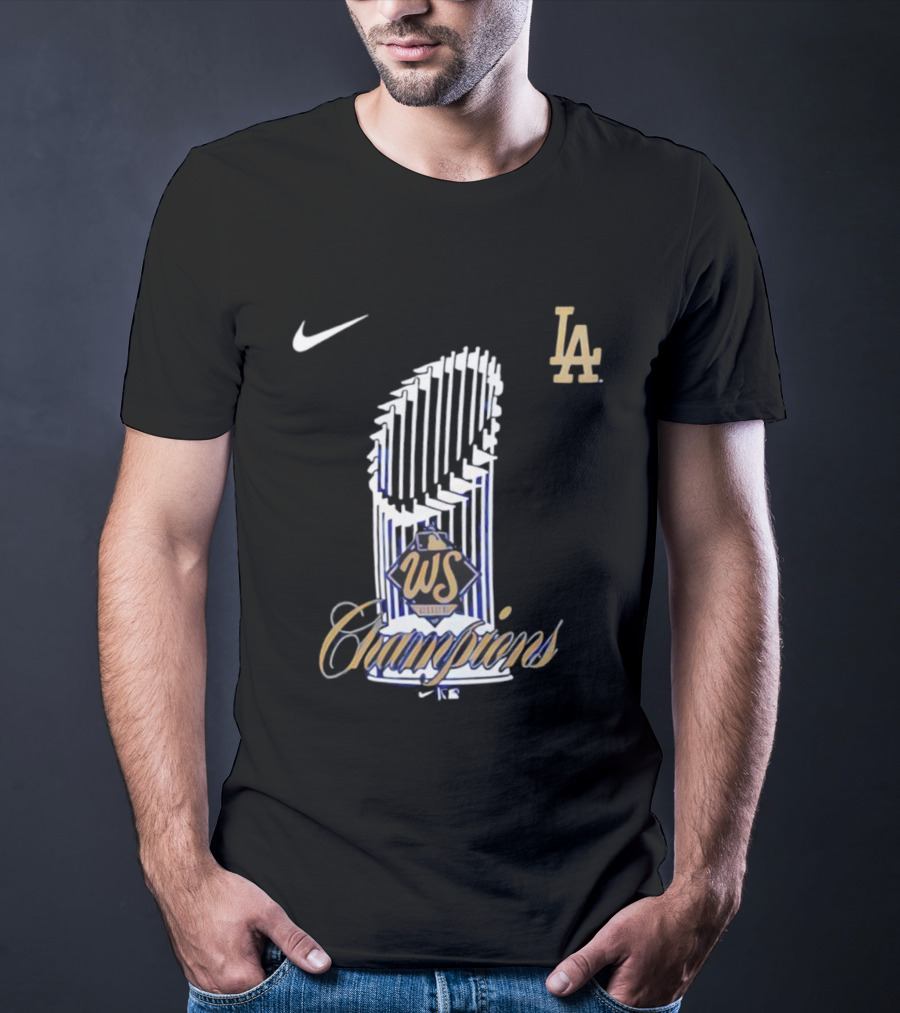 Los Angeles Dodgers 2025 WS Champions Trophy Nike LA T-Shirt