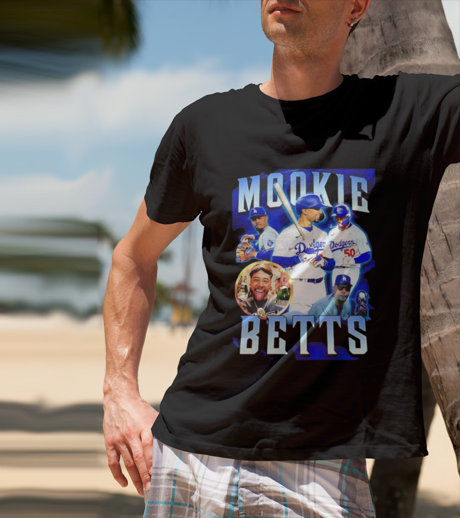 Mookie Betts LA Dodgers Player Collage T-Shirt